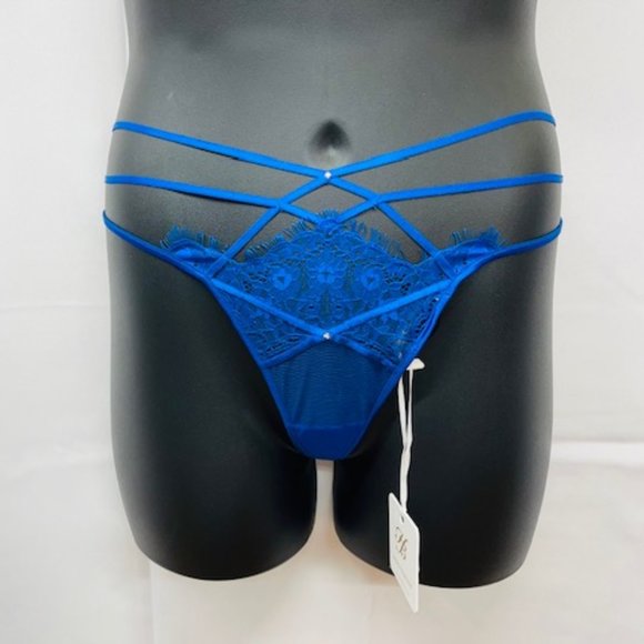 Honey Birdette Elsie Cobalt Blue Strappy Thong - Picture 1 of 5